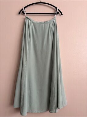 VTG Laura Ashley Mint Green Sage 100% Silk Paneled Midi Skirt Size 8